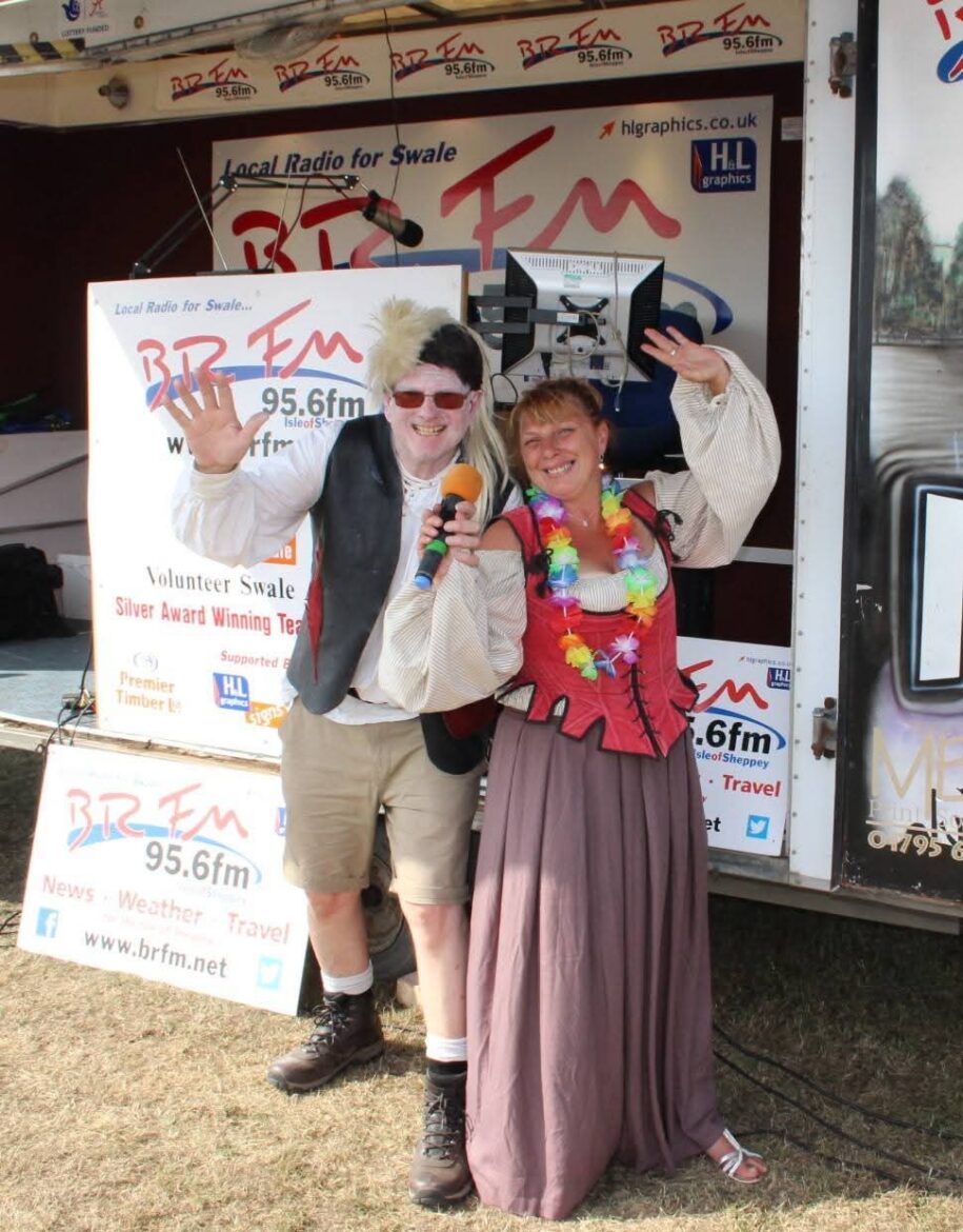 BRFM presenters in fancy dress on the BRFM Roadshow trailer stage