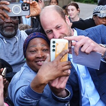 Prince William mobbed by selfie-hunters outside youth centre