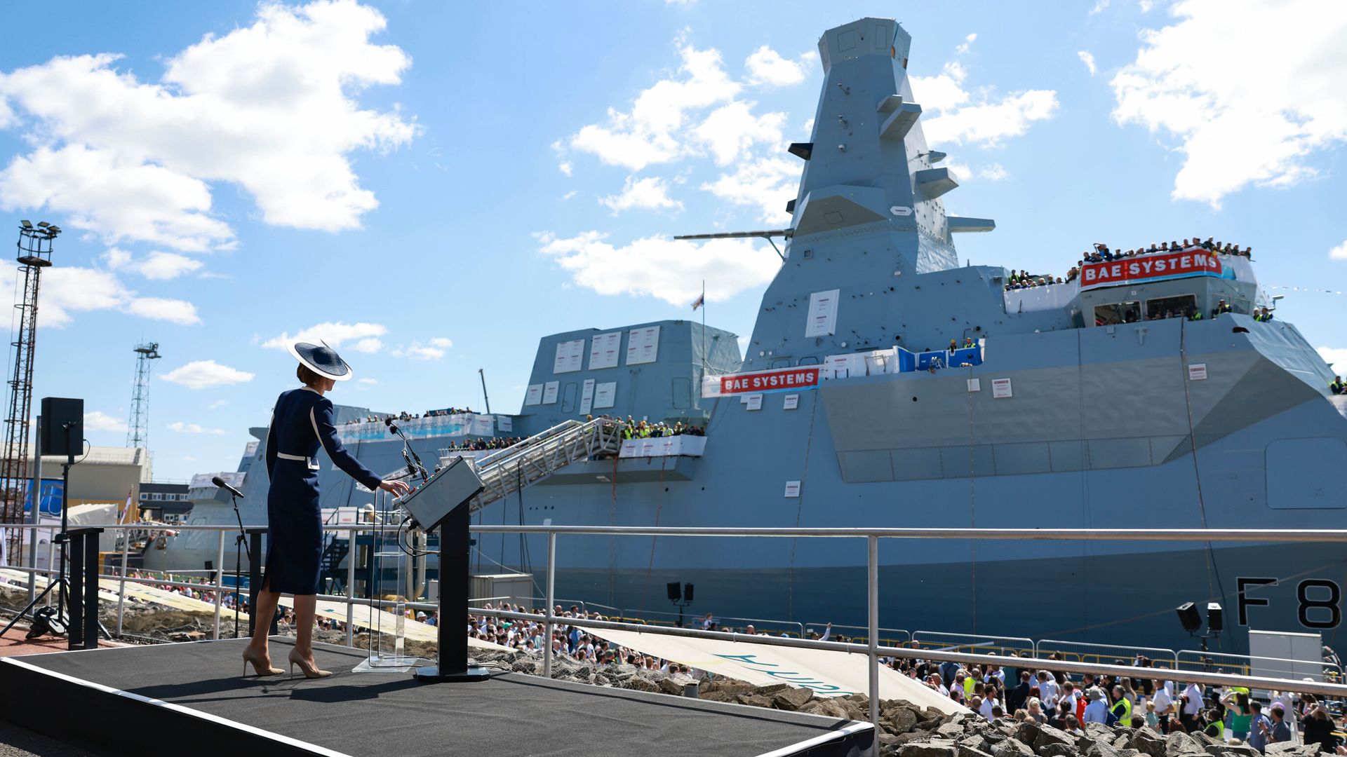 William says new warship ‘screams UK power’ – as Kate names it by smashing whisky bottle