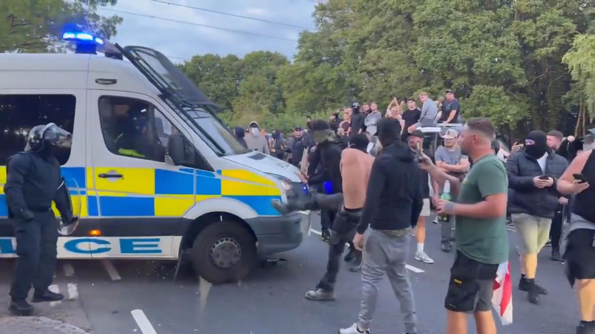 Essex Police say claims by Nigel Farage that officers bussed in counter-demonstrators to migrant hotel protest are ‘categorically wrong’