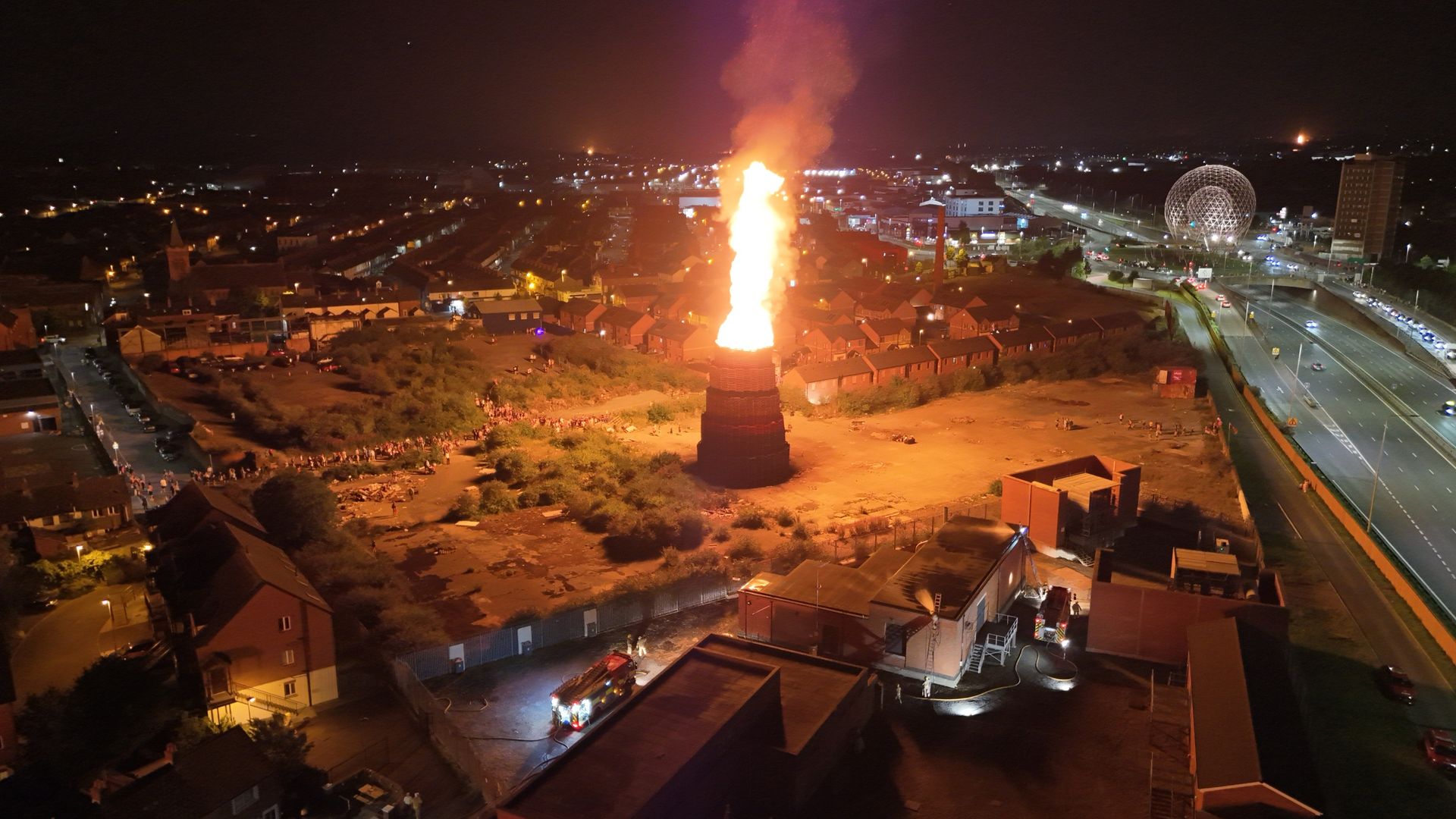 Eleventh night bonfire lit on asbestos site criticised – as firefighters face ‘challenging’ conditions