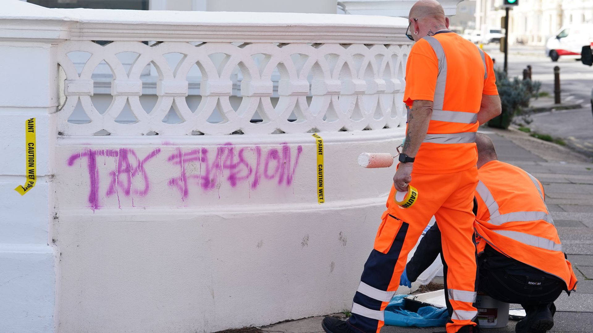 Graffiti calling Angela Rayner ‘tax evader’ removed after resident pays for clean-up