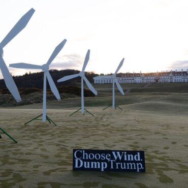 Environmental activists stage demonstration at Trump golf course in UK