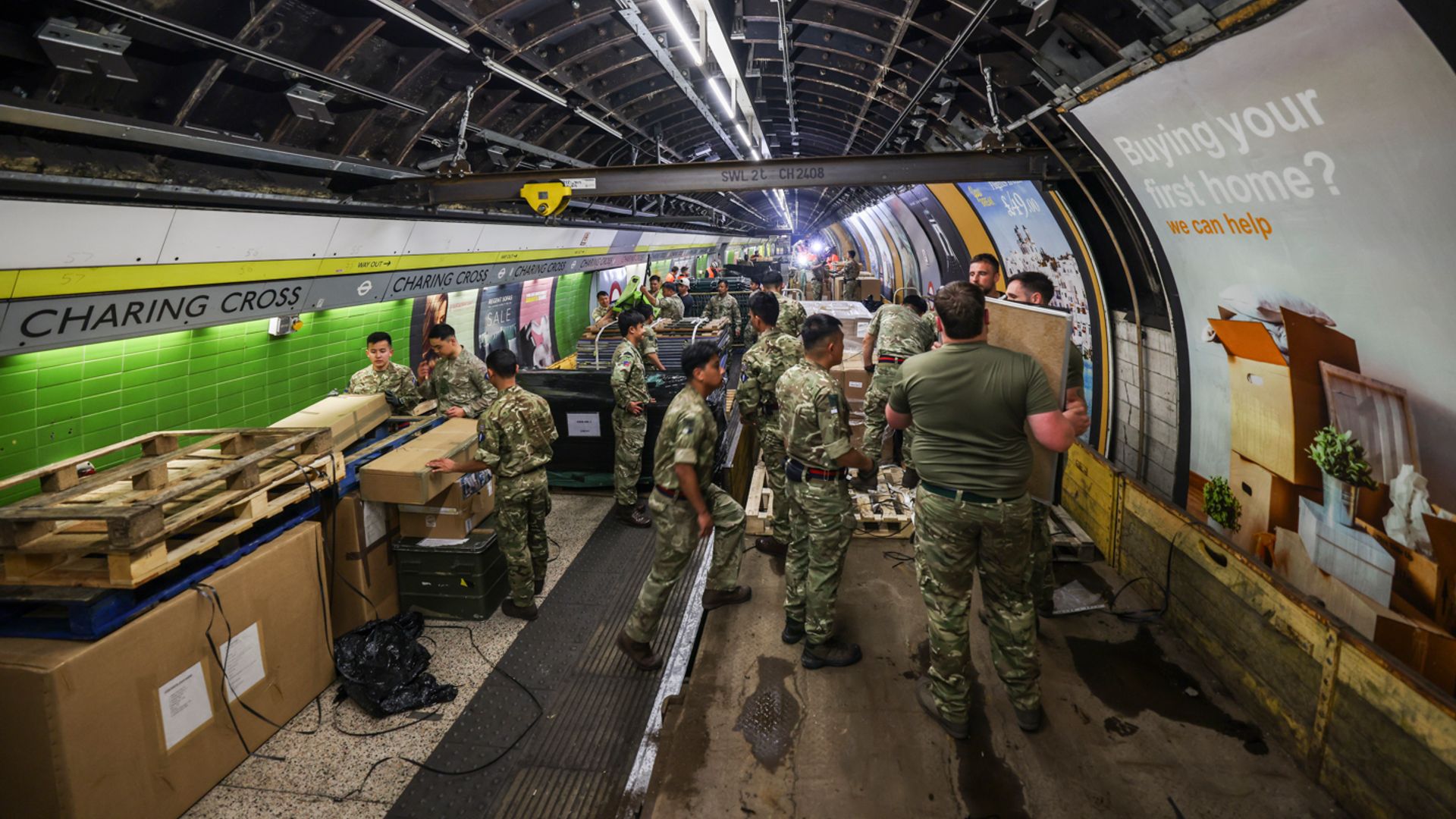 British troops train for war with Russia from the London Underground