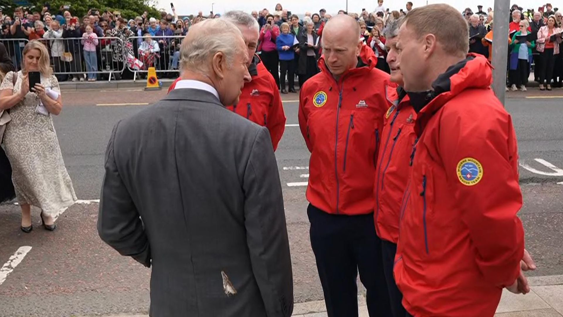 King left with seagull droppings on suit during visit to Northern Ireland