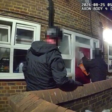 Police use circular saw to cut down door in raid on suspected knife smuggler’s flat