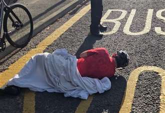 ‘The bang was so loud’: Cyclist taken to hospital after being hit by taxi