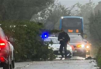 Fallen trees block Kent roads as Storm Boelo brings flood warning