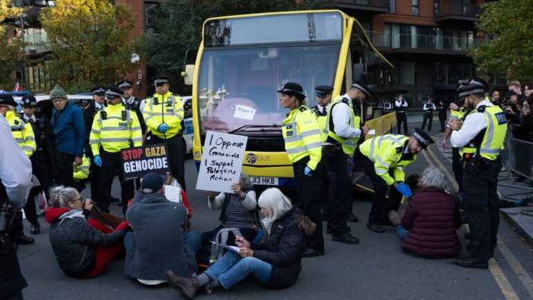 Dozens arrested for expressing support for Palestine Action at protest